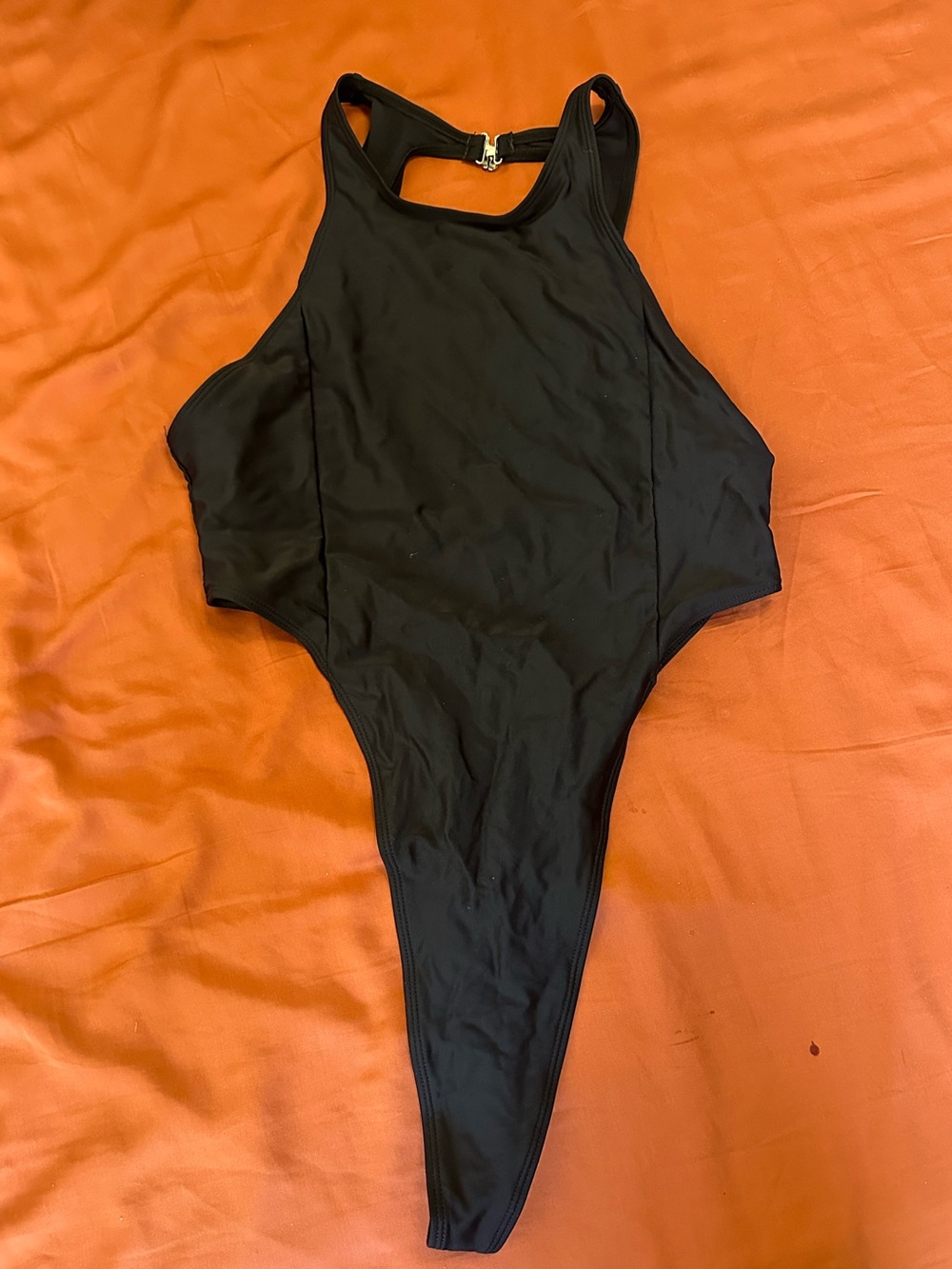 Black High-Leg Thong One-Piece Swimsuit